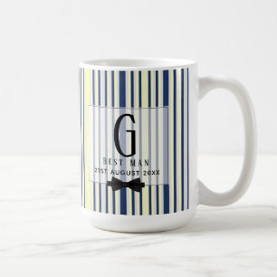 Monogram BEST MAN Groomsmen Groomsman Navy Yellow Coffee Mug
