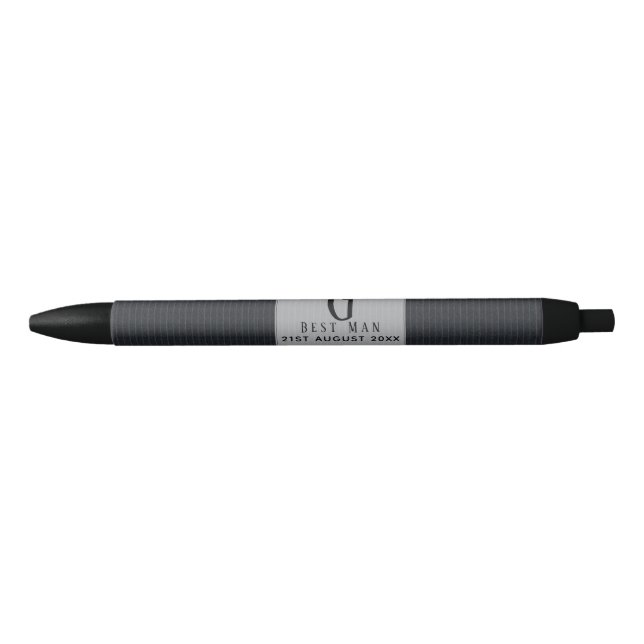 Monogram BEST MAN Groomsmen Groomsman PinStripes Pen (Front)