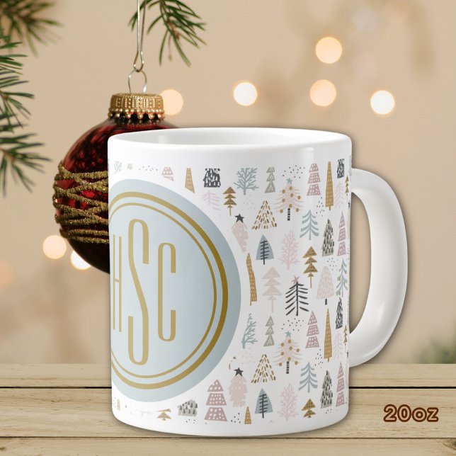 Monogram, Big 20oz. Rustic Winter Trees Giant Coffee Mug (Creator Uploaded)
