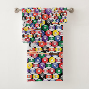 Monogram Billiard Pool Ball Design Bath Towel Set