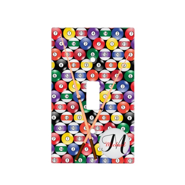 Monogram Billiard Pool Ball Design Light Switch Cover (Front)