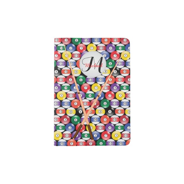 Monogram Billiard Pool Ball Design | Personalize Passport Holder (Front)