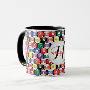 Monogram Billiards Ball Pattern Mug