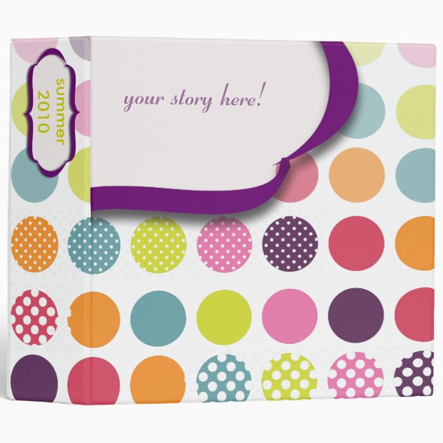 Monogram binders, colorful polka dots 3 ring binder (Front/Spine)