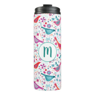 Monogram Bird Watercolor Thermal Tumbler