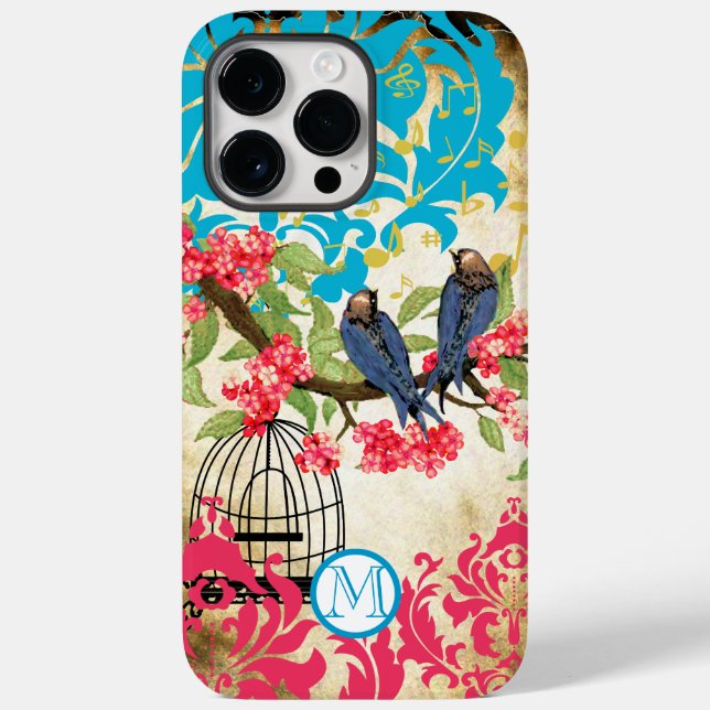 Monogram Birdcage Bird Damask  iPhone Case (Back)