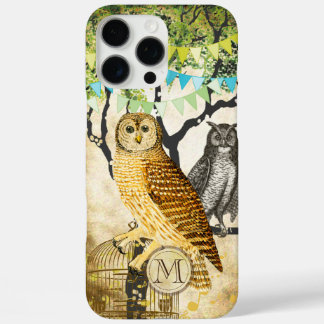 Monogram Birdcage Vintage Owl Birch Tree iPhone 16 Pro Max Case