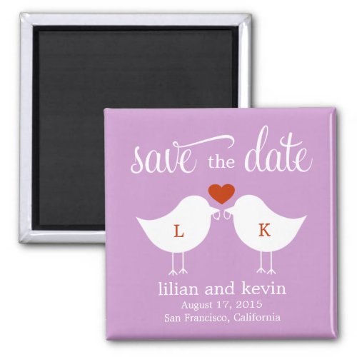 Monogram Birds Save The Date Magnet