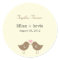 Monogram Birds Wedding Favor Sticker - Latte