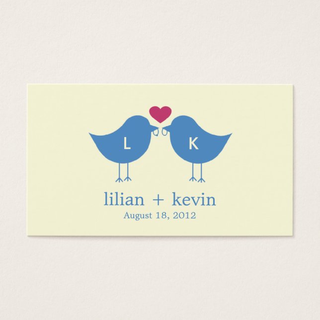 Monogram Birds Wedding Favor Tags (Front)