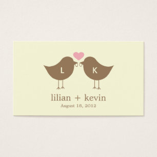 Monogram Birds Wedding Favor Tags - Latte
