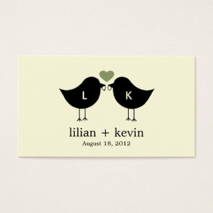 Monogram Birds Wedding Favor Tags - Sage