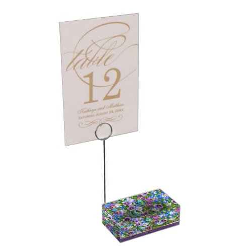 Monogram Birthday Pansy Violet Flowers Watercolor Place Card Holder
