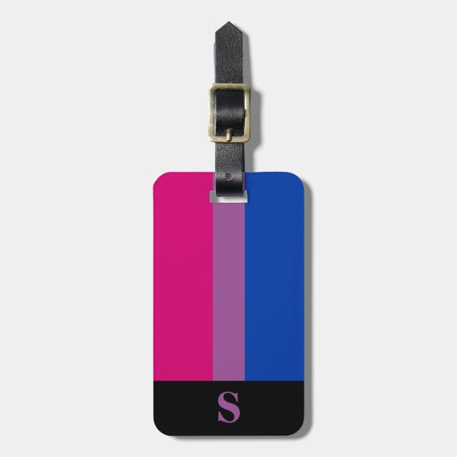 Monogram Bisexual Pride Flag Luggage Tag (Front Vertical)
