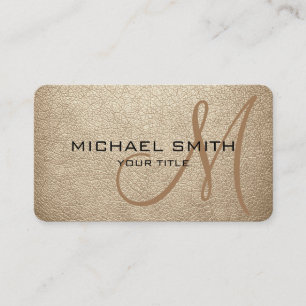 Monogram Bisque Leather Look Business Card