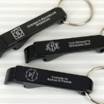 Monogram Black Aluminum Keychain Bottle Opener<br><div class="desc">Our Personalized Black Aluminum Bottle Openers allow you to write a special message on a pocket-sized favor that everyone is sure to love!</div>