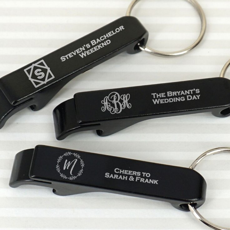 Monogram Black Aluminum Keychain Bottle Opener Zazzle
