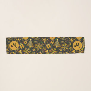Monogram Black and Gold Custom Scarf