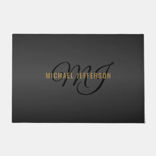 Monogram - Black and Gold  Doormat