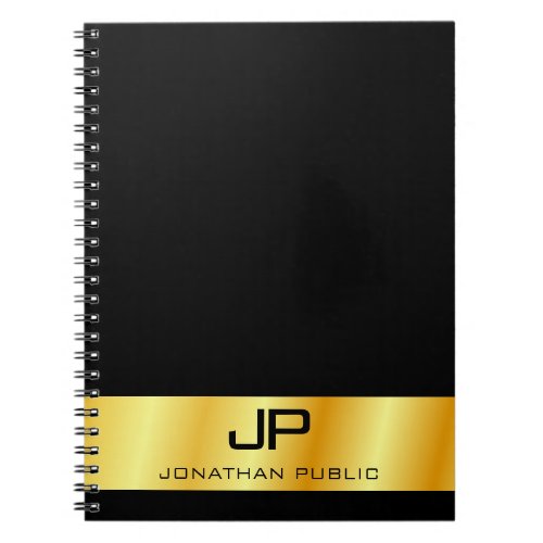 Monogram Black And Gold Elegant Template Modern Notebook