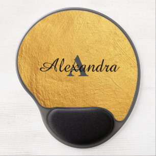 Monogram Black and Gold Luxury design Gel Mouse Pad