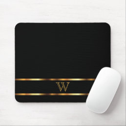 Monogram  Black and Gold Mouse Pad