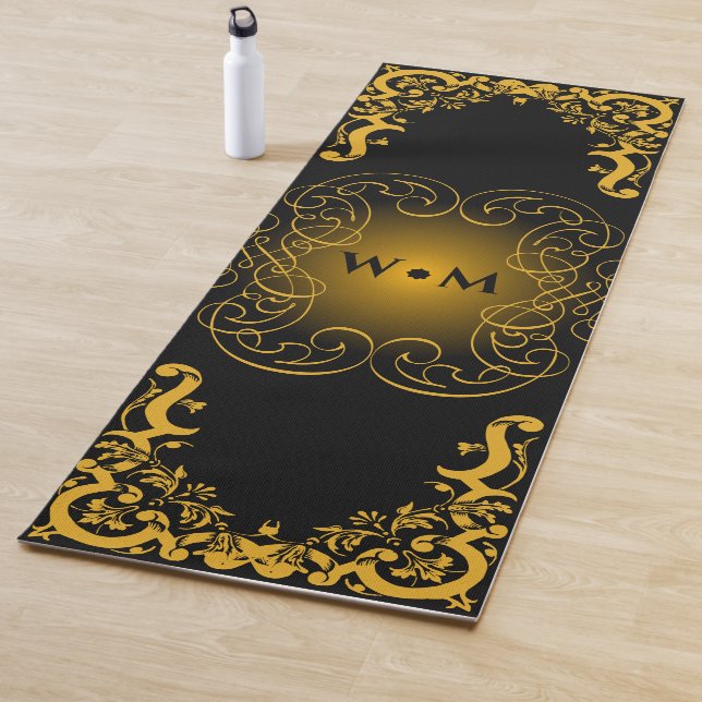 Monogram Black and Gold with decorative elements  Yoga Mat (In Situ)