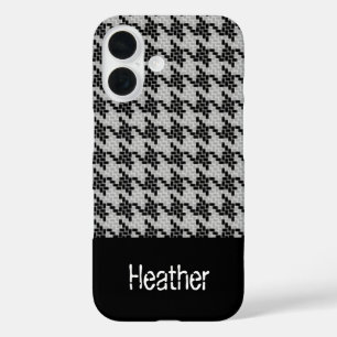 Monogram black and gray houndstooth pattern  iPhone 16 case