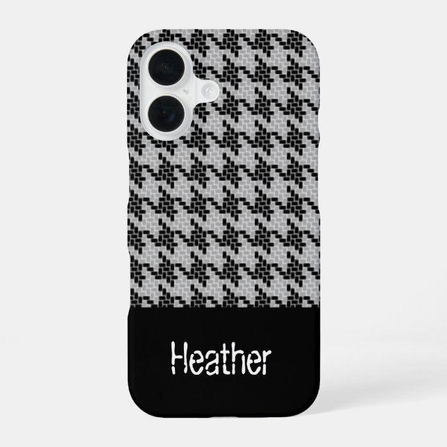 Monogram black and gray houndstooth pattern  iphone case (Back)