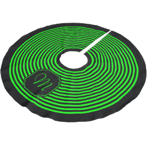 Monogram Black and Lime Green Striped Brushed Polyester Tree Skirt