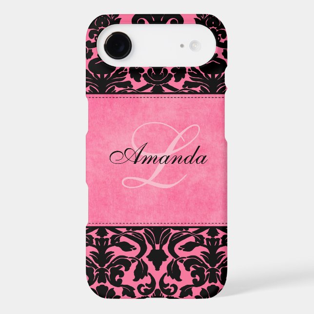 Monogram Black and Pink Damask iPhone 6 case (Back)