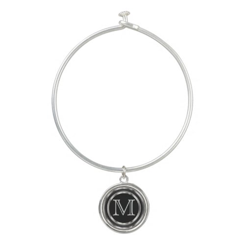 Monogram _ Black and Silver Bangle Bracelet