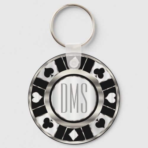 Monogram Black and Silver Las Vegas Style Keychain