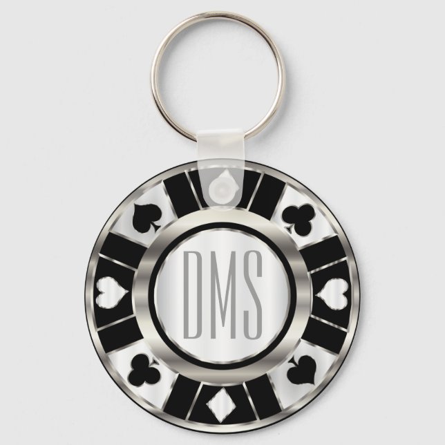 Monogram Black and Silver Las Vegas Style Keychain (Front)