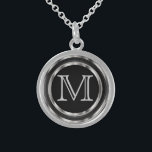 Monogram - Black and Silver  Sterling Silver Necklace<br><div class="desc">Monogram Necklace ready for you to personalized. ✔NOTE: ONLY CHANGE THE TEMPLATE AREAS NEEDED! 😀 If needed, you can remove some of the text and start fresh adding whatever text and font you like. 📌If you need further customization, please click the "Click to Customize further" or "Customize or Edit Design"...</div>
