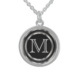 Monogram - Black and Silver  Sterling Silver Necklace
