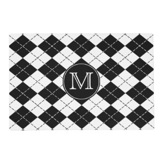 Monogram Black and White Argyle Placemat