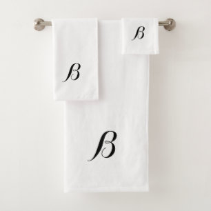 Monogram Black and White Bath Towel Set