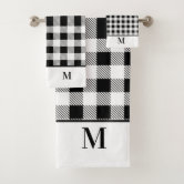 Black and White Buffalo Plaid Bath Towel