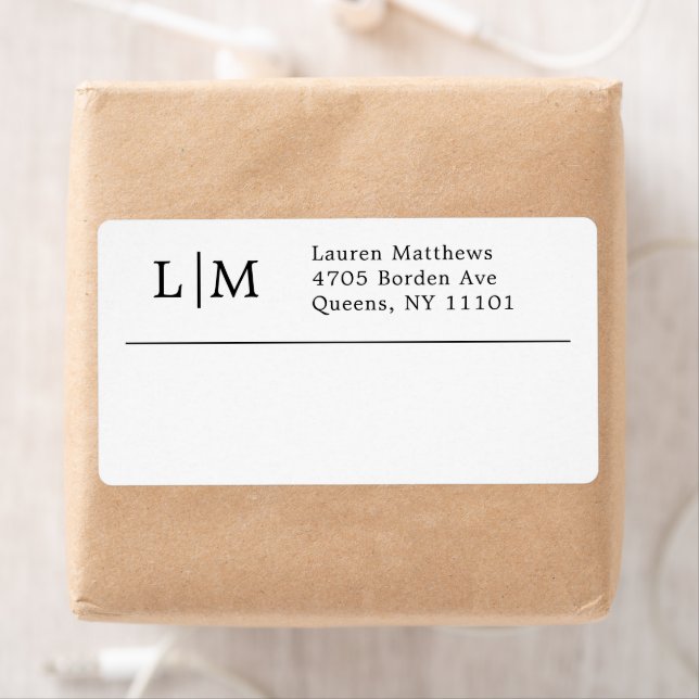Monogram Black and White Business Shipping Label (Insitu)