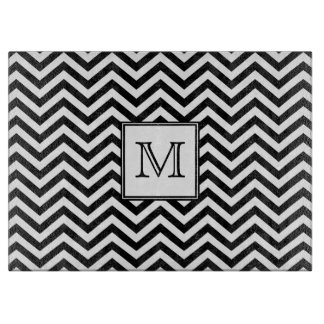 Monogram Black and White Chevron Cutting Board