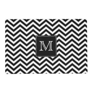Monogram Black and White Chevron Placemat
