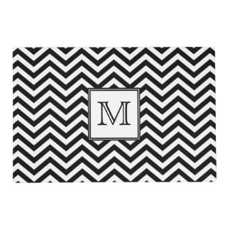 Monogram Black and White Chevron Placemat