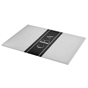 Monogram Black And White Cutting Board by tjustleft at Zazzle