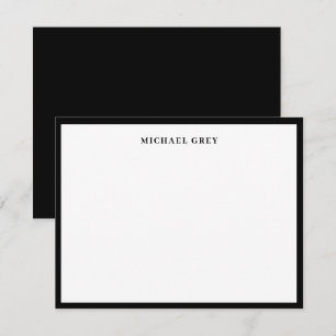 Monogram Black and White Elegant Border Note Card