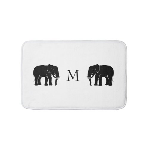 Monogram Black and White Emblematic Elephants Bath Mat