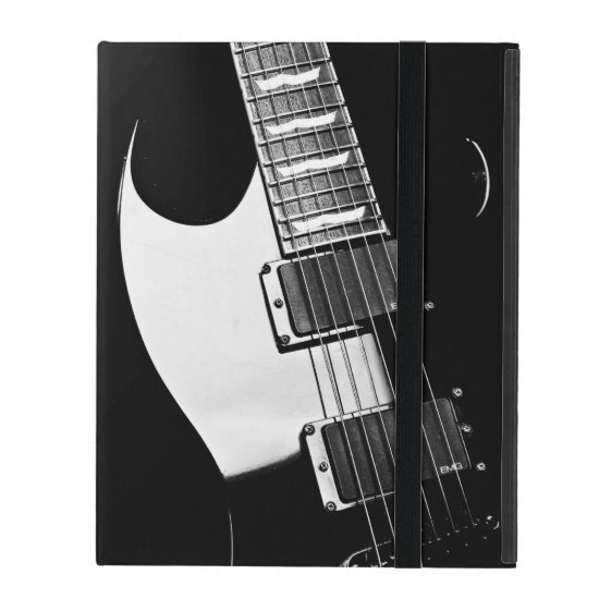 Monogram Black and White Guitar Music iPad Folio Case