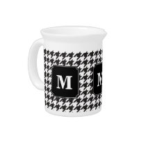 Monogram Black and White Hounds Tooth  Beverage Pitcher