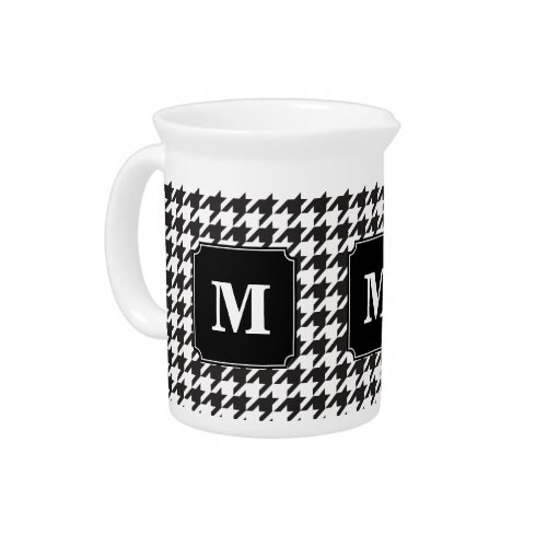 Monogram Black and White Hounds Tooth  Beverage Pitcher