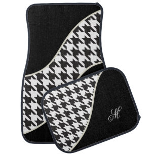 Monogram Black and White Houndstooth Pattern Car Mat